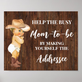 Helfen Sie der Mama, sich selbst Cowboy-Dusche zu Poster