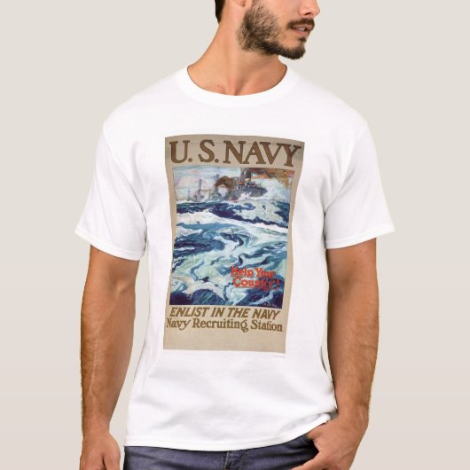 Helfen Sie Ihrem Land - in der Marine (US02286B) T-Shirt (Vorderseite)