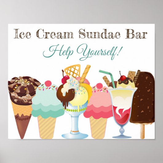Helfen Sie sich selbst Ice Cream Sundae Bar Poster (Vorne)