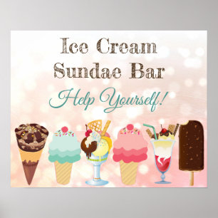 Helfen Sie sich selbst Ice Cream Sundae Bar Poster