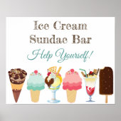 Helfen Sie sich selbst Ice Cream Sundae Bar Poster (Vorne)