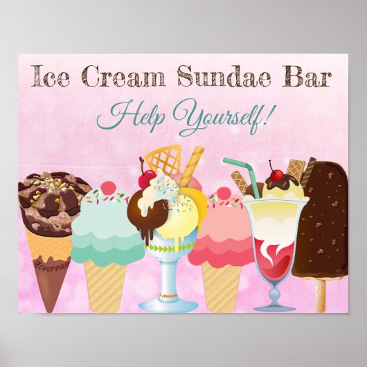 Helfen Sie sich selbst Ice Cream Sundae Bar Poster (Vorne)