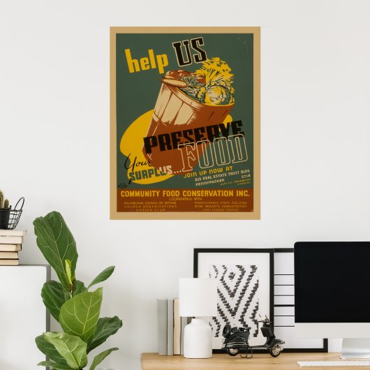Helfen Sie uns, Ihr überschüssiges Food WPA-Poster Poster (Heimbüro)