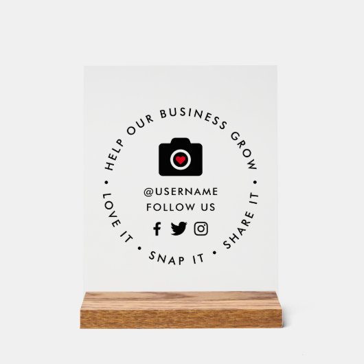 Helfen Sie unserem Unternehmenswachstum | Soziale Acrylschild (Vorderseite)