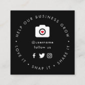 Helfen Sie unserem Unternehmenswachstum | Soziale Quadratische Visitenkarte (Vorderseite)