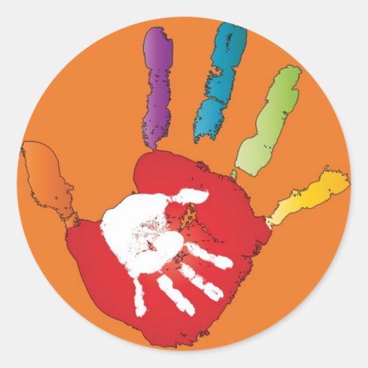 Helfende Handkinderbetreuungs-Namen-Aufkleber Runder Aufkleber (Vorderseite)