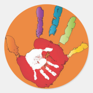 Helfende Handkinderbetreuungs-Namen-Aufkleber Runder Aufkleber