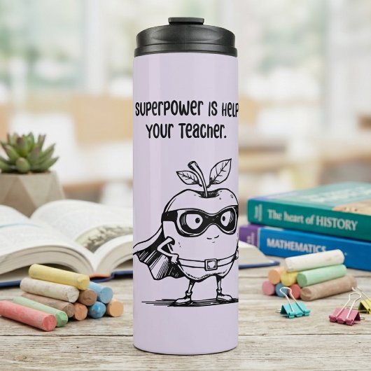 Helfender Lehrer Superkraft Klassenassistent Thermosbecher