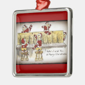 Helfer des Weihnachtsmanns auf der Schalttafel Silbernes Ornament (Links)