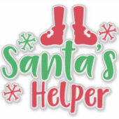Helfer des Weihnachtsmanns, Elfshuhe, Schneeflocke Aufkleber (Vorderseite)