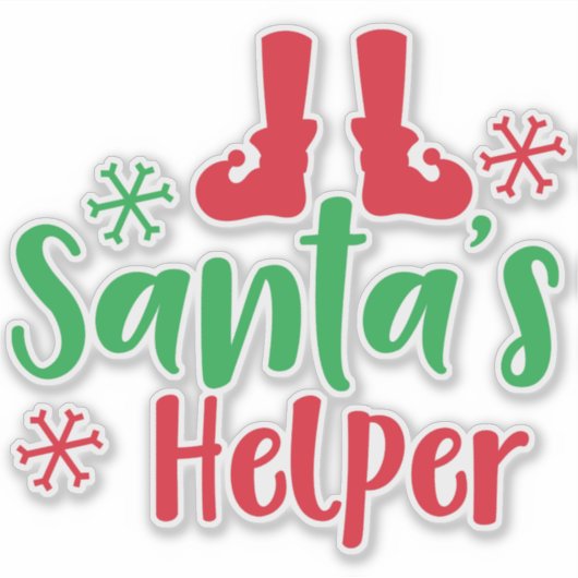 Helfer des Weihnachtsmanns, Elfshuhe, Schneeflocke Aufkleber (Vorderseite)