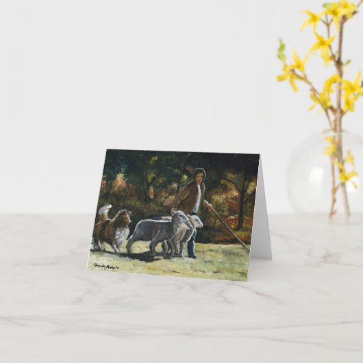 "Helfer in Herden lebend" Sheltie Karte (Gelbe Blume)