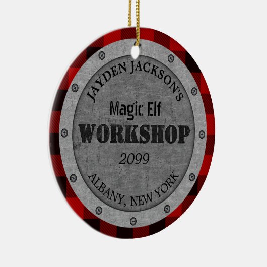 Helferwerkstatt des Weihnachtsmanns Schuhhöhle Keramik Ornament (Rechts)