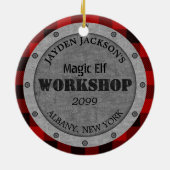 Helferwerkstatt des Weihnachtsmanns Schuhhöhle Keramik Ornament (Hinten)