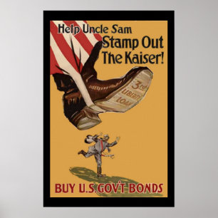 Helft Onkel Sam, den Kaiser auszumerzen Vintage WW Poster