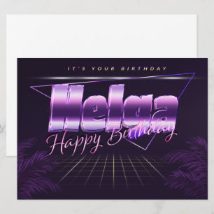 Helga Name Vorname lila retro Karte Geburtstag