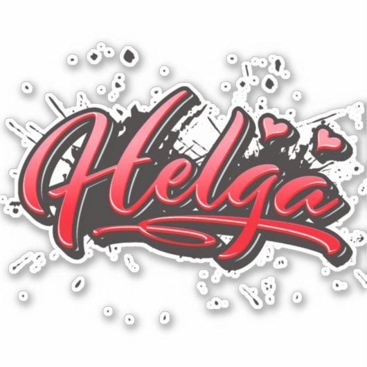 Helga red Heart Graffiti Aufkleber Sticker (Vorderseite)