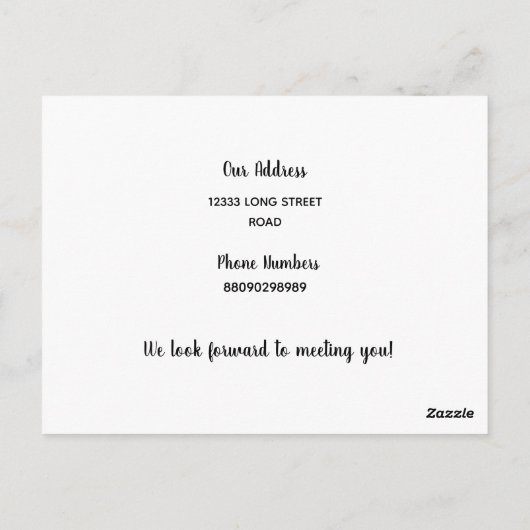 HelHello, Editable We are New to the Neighborhood Postkarte (Rückseite)