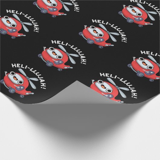 Heli-llujah Funny Helicopter Pun Dark BG Geschenkpapier (Ecke)