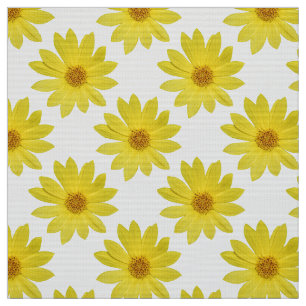 Helianthus 'Lemon Queen' Muster - Weiß Stoff