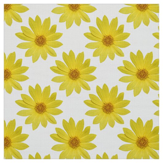 Helianthus 'Lemon Queen' Muster - Weiß Stoff (Muster)