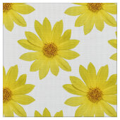 Helianthus 'Lemon Queen' Muster - Weiß Stoff (Nahaufnahme)