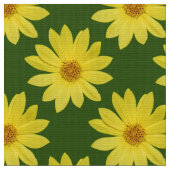 Helianthus 'Lemon Queen' Pattern - Forest Green Stoff (Nahaufnahme)