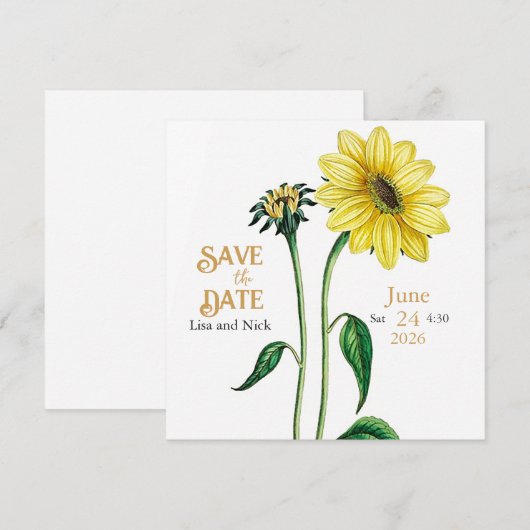 Helianthus Save the Date Wedding Announcement (Vorne/Hinten)