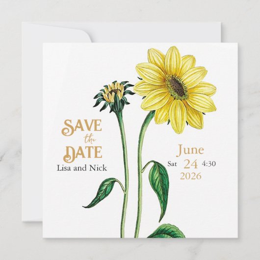 Helianthus Save the Date Wedding Announcement (Vorderseite)