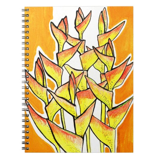 Heliconia Blume Tropic Botanic Bold Floral Art Notizblock (Vorderseite)