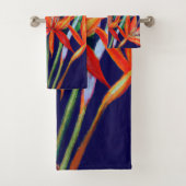 Heliconia in blau tropisch badhandtuch set (Insitu)