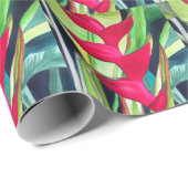 Heliconia Lobster Tropical Water Color Blume Geschenkpapier (Rolleneckpunkt)