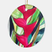 Heliconia Lobster Tropical Water Color Blume Keramik Ornament (Links)