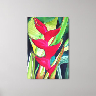 Heliconia Lobster Tropical Water Color Blume Leinwanddruck