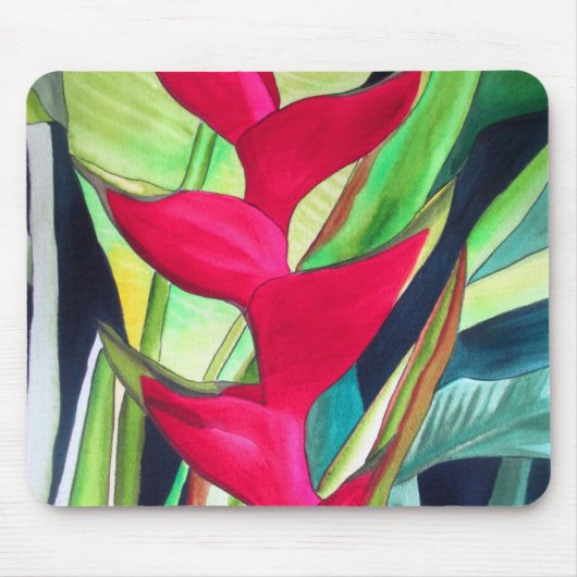 Heliconia Lobster Tropical Water Color Blume Mousepad (Vorne)