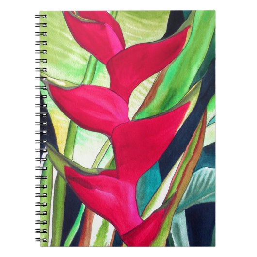 Heliconia Lobster Tropical Water Color Blume Notizblock (Vorderseite)