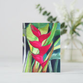 Heliconia Lobster Tropical Water Color Blume Postkarte (Stehend Vorderseite)