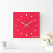 Heliconia red color name quadratische wanduhr (Zuhause)