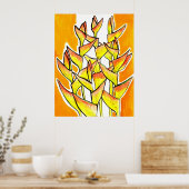 Heliconia Rostrata, Hummerschloss, tropische Blume Poster (Küche)