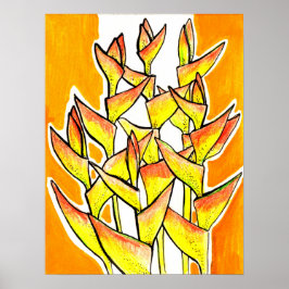 Heliconia Rostrata Tropische Blume Gelb Poster