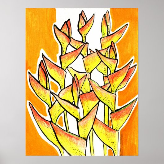 Heliconia Rostrata Tropische Blume Gelb Poster (Vorne)