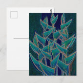 Heliconia Rostrata Tropische Blume Kunst, Dichtung Postkarte (Vorne/Hinten)