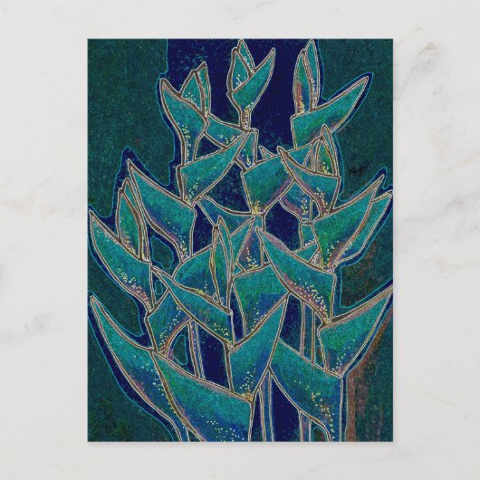 Heliconia Rostrata Tropische Blume Kunst, Dichtung Postkarte (Vorderseite)