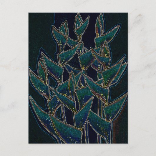 Heliconia Rostrata Tropische Blume Postkarte (Vorderseite)