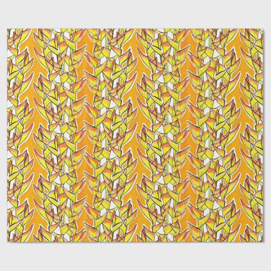 Heliconia Tropical Botanical Bold Floral Pattern Geschenkpapier (Flach)