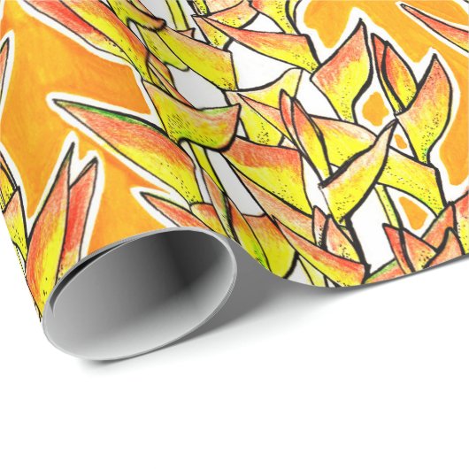 Heliconia Tropical Botanical Bold Floral Pattern Geschenkpapier (Rolleneckpunkt)
