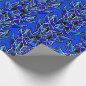 Heliconia Tropical Botanical Floral Muster Blau Geschenkpapier (Ecke)