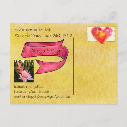 HeliconiaTropical Save the Date Wedding Cards Ankündigungspostkarte (Rückseite)