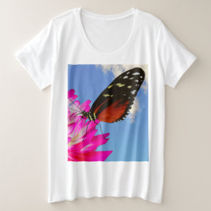 Heliconius-Hekatschmetterling auf einem rosa Dahli Große Größe T-Shirt