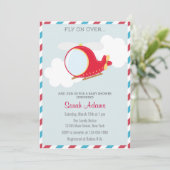 Helicopter Baby-Dusche Einladung Blue Red (Stehend Vorderseite)